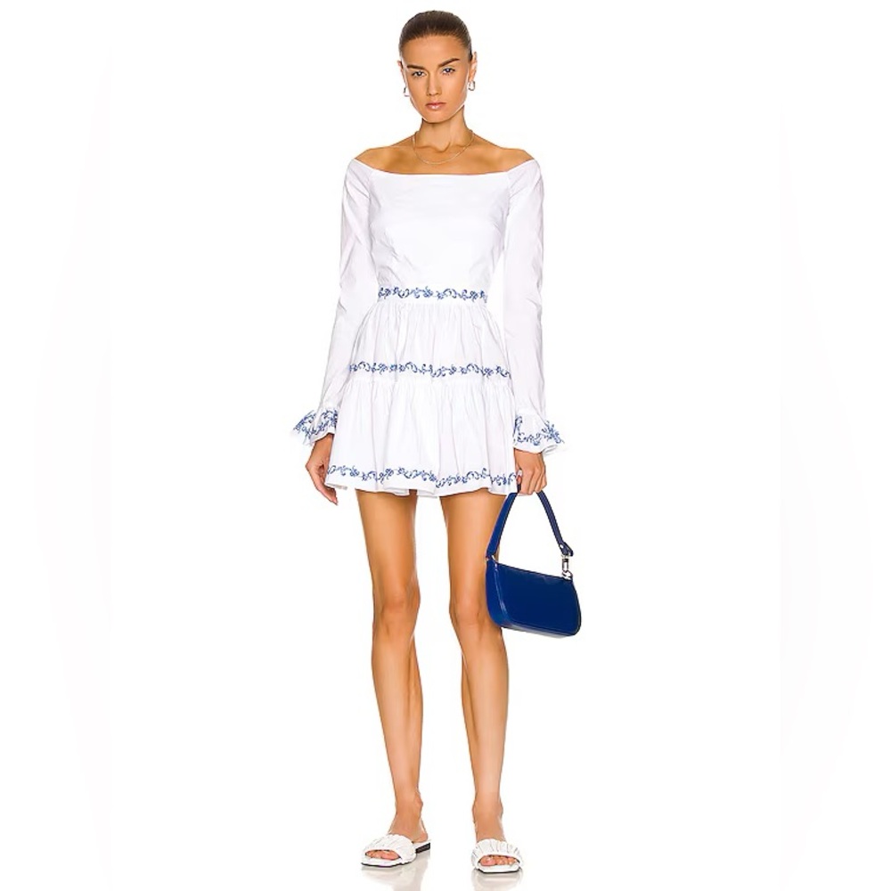 Caroline Constas Lennon Blue Embroidered dress - Medium